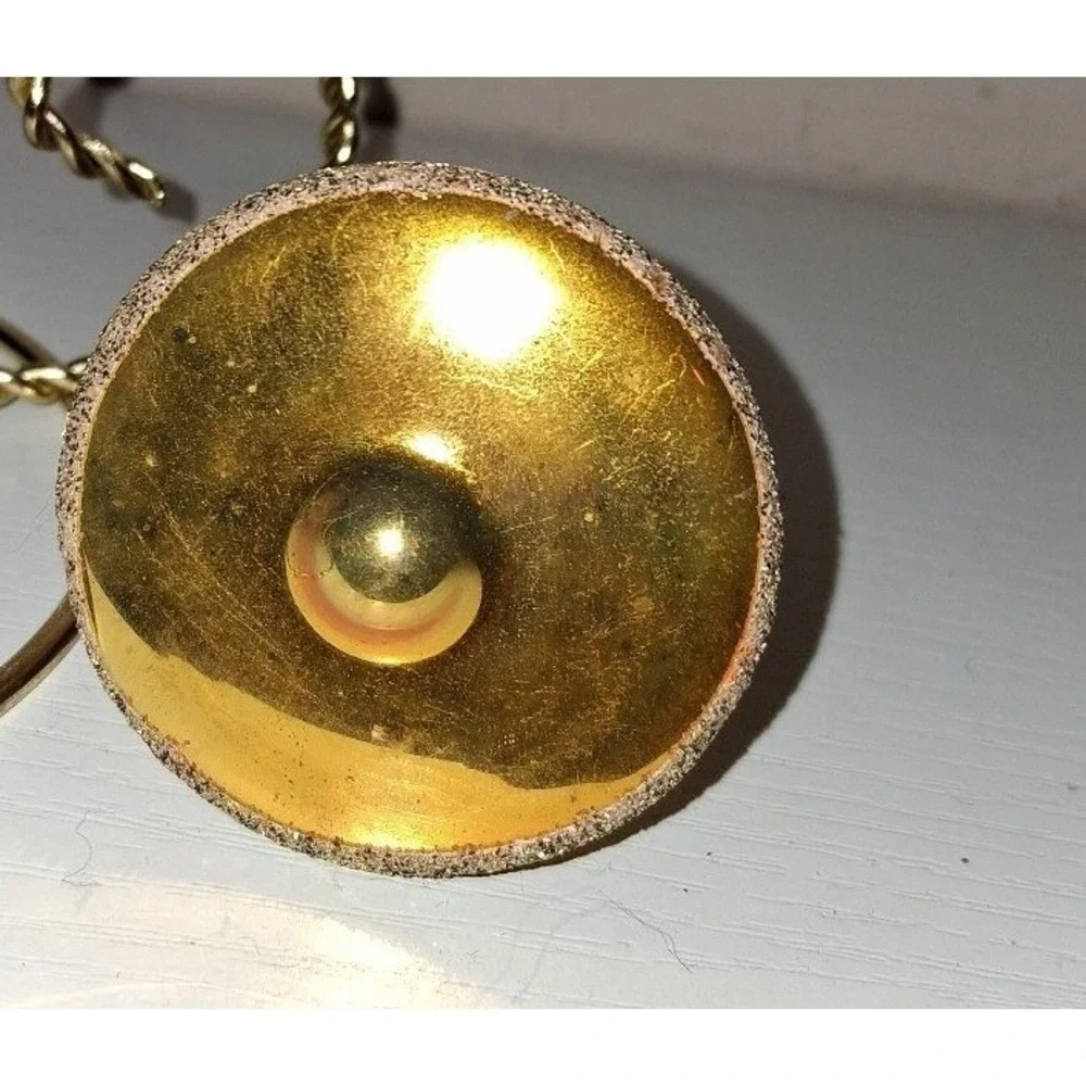 Vintage West Germany Gold Glass Bell Christmas Ornament 3